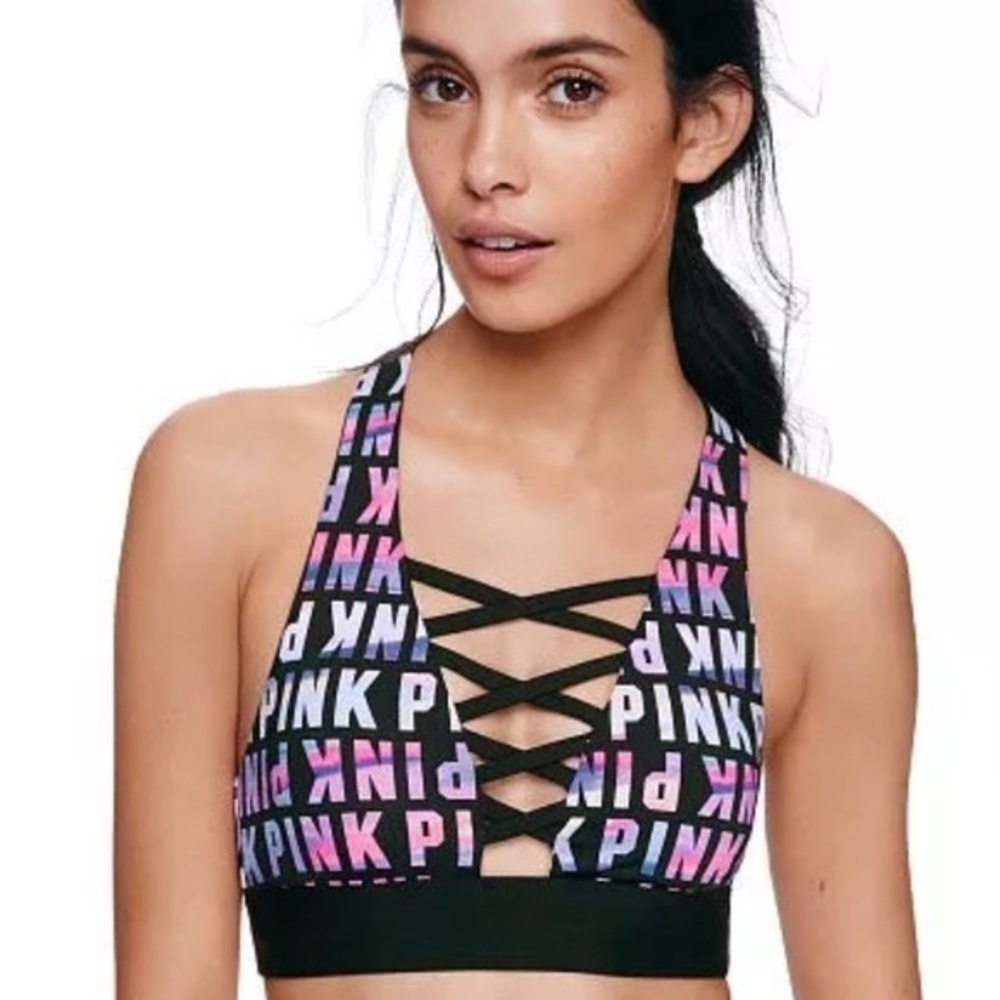 Victoria’s Secret  Lace-Up Plunge Sports Bra
